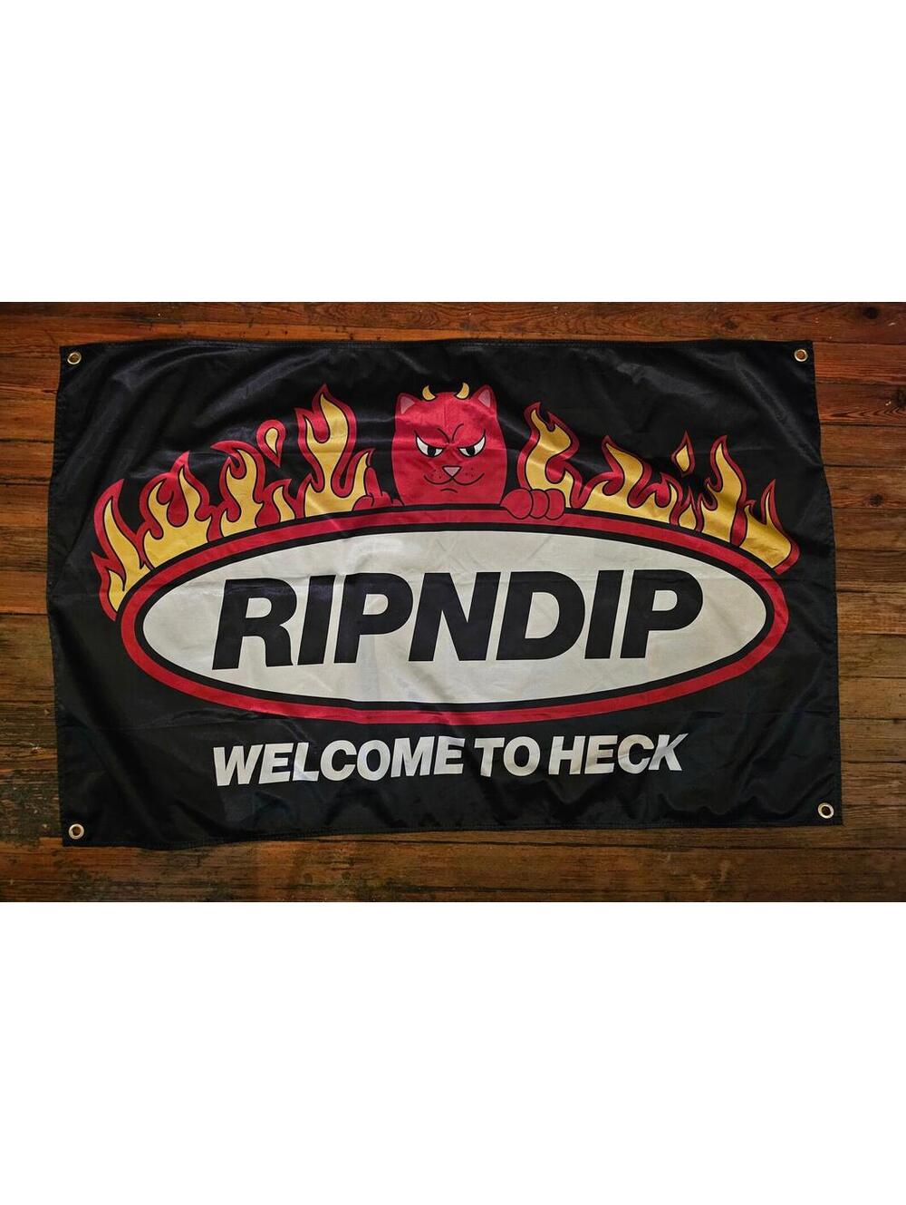 RipNDip "WELCOME TO HECK" Devil Lord Nemal TAPESTRY - EUC